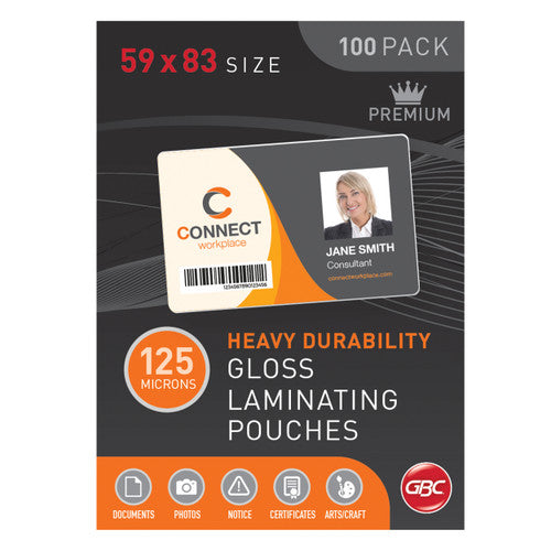 GBC Laminating Pouches 59 x 83mm 125 Micron Pack 100