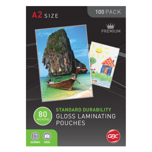 GBC Laminating Pouches A2 80 Micron Pack 100