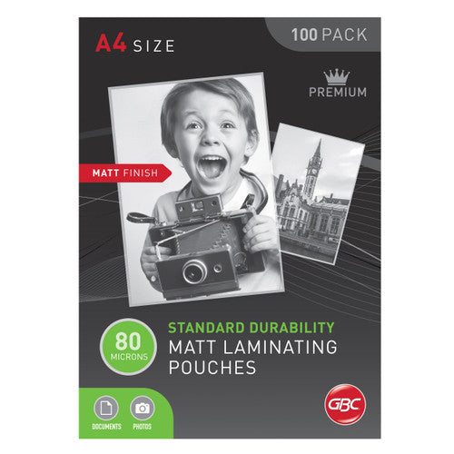 GBC Laminating Pouches A4 80 Micron Pack 100 Matt