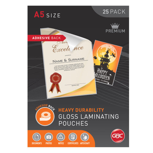 GBC Laminating Pouches A5 125 Micron Pack 25 Adhesive