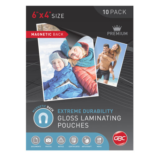 GBC Laminating Pouches Photo 175 Micron Pack 10 Magnetic