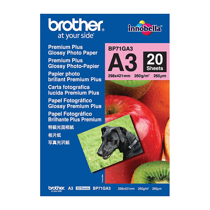 Brother BP71GA3 Premium Glossy Photo Paper A3 20 Sheets