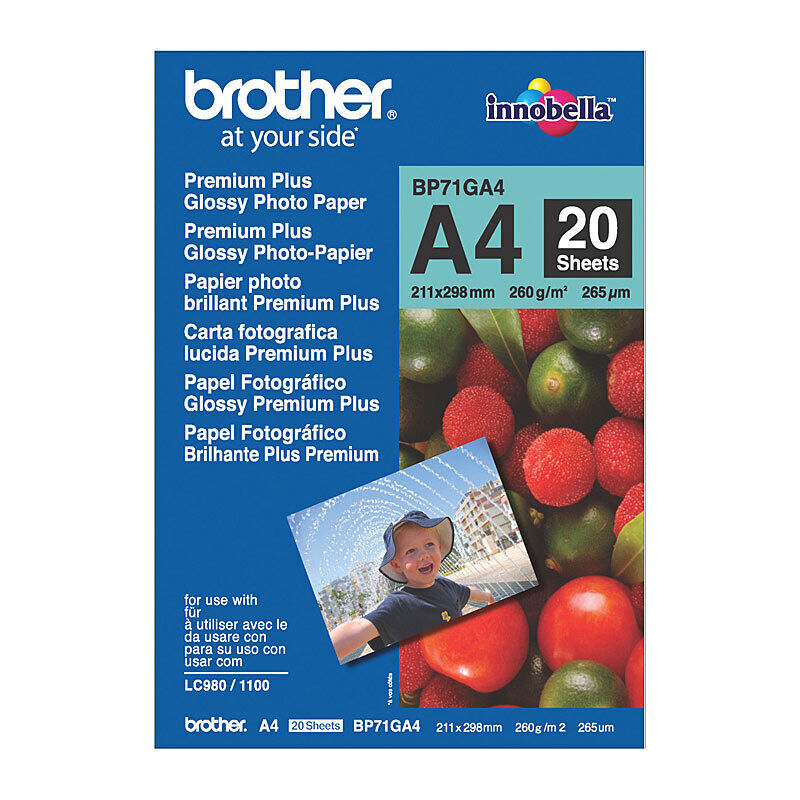 Brother BP71GA4 Premium Glossy Photo Paper A4 20 Sheets