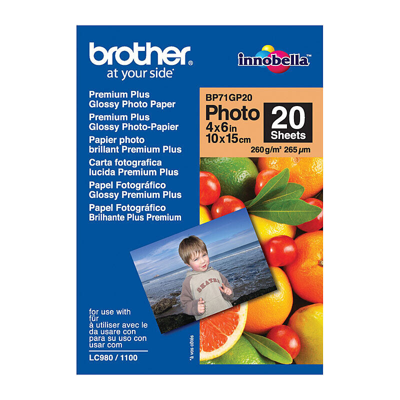 Brother BP71GP20 Premium Glossy Photo Paper 10x15cm 20 Sheets