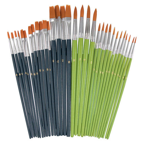 Creative School Supply Bulk Taklon Brushes Assorted Set Pack of 32