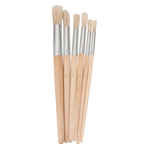 Creative School Supply Hog Hair Brushes Round Assorted Pack of 60