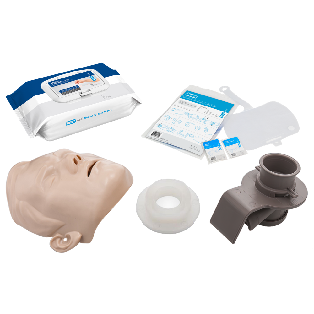 BRAYDEN Manikin Hygiene Kit Pack/6 showing single-use replacement hygiene component sets for BRAYDEN CPR training manikins