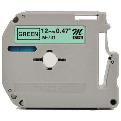 Brother M731 Cassette Thermal Tape 12mm x 8m Black on Green