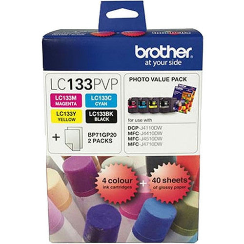 Brother Original High Yield Ink Cartridge Photo Value Pack LC133PVP Black Cyan Magenta Yellow
