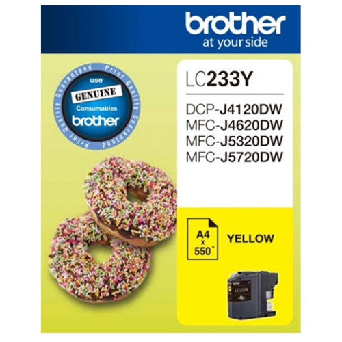 Brother Original Ink Cartridge LC233Y 550 Pages Yellow