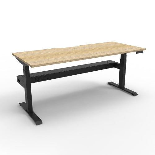 Rapidline Boost Plus Single Sided Workstation 1200 x 750mm with Cable Tray Natural Oak / Black Satin