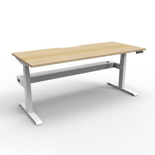 Rapidline Boost Plus Single Sided Workstation 1200 x 750mm with Cable Tray Natural Oak / White Satin