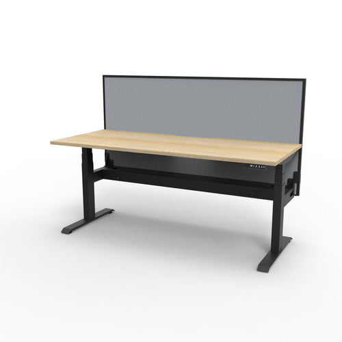 Rapidline Boost Plus Single Sided Workstation 1200 x 750mm with Screen and Cable Tray Natural Oak / Black Satin