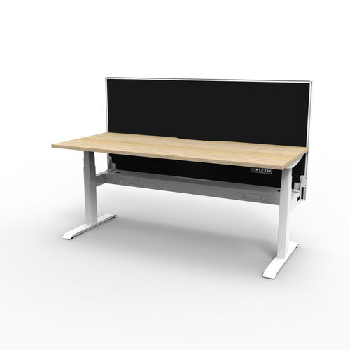 Rapidline Boost Plus Single Sided Workstation 1500 x 750mm with Screen and Cable Tray Natural Oak / White Satin