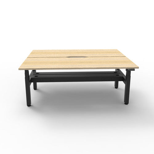 Rapidline Boost Plus Back to Back Workstation 1500 x 750mm with Cable Tray Natural Oak / Black Satin