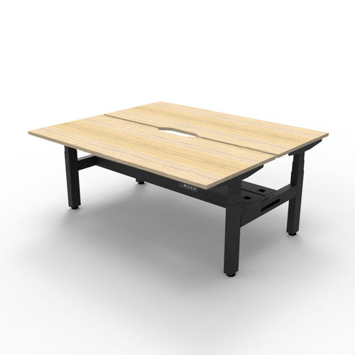 Rapidline Boost Plus Back to Back Workstation 1800 x 750mm with Cable Tray Natural Oak / Black Satin