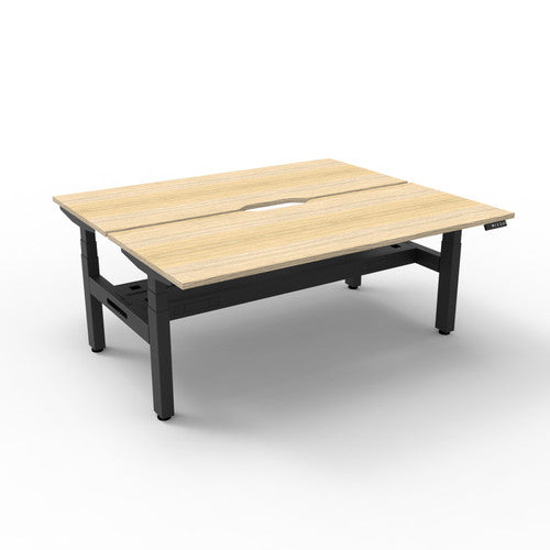 Rapidline Boost Plus Back to Back Workstation 1200 x 750mm with Cable Tray Natural Oak / Black Satin