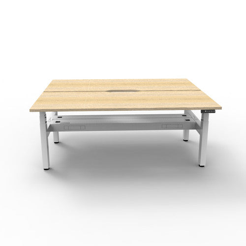 Rapidline Boost Plus Back to Back Workstation 1200 x 750mm with Cable Tray Natural Oak / White Satin