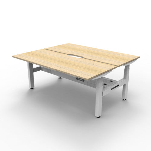 Rapidline Boost Plus Back to Back Workstation 1500 x 750mm with Cable Tray Natural Oak / White Satin
