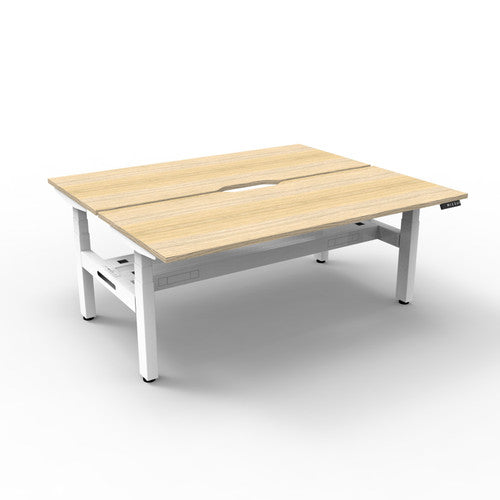 Rapidline Boost Plus Back to Back Workstation 1500 x 750mm with Cable Tray Natural Oak / White Satin