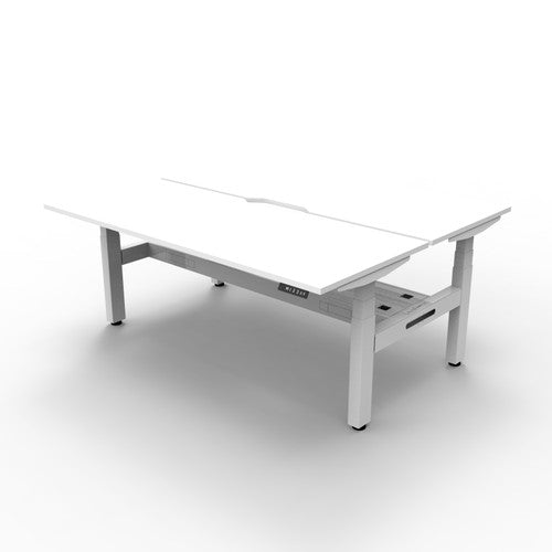 Rapidline Boost Plus Back to Back Workstation 1200 x 750mm with Cable Tray Natural White / White Satin