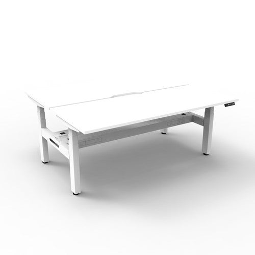 Rapidline Boost Plus Back to Back Workstation 1500 x 750mm with Cable Tray Natural White / White Satin