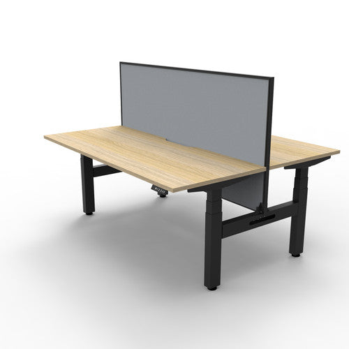 Rapidline Boost Plus Back to Back Workstation 1500 x 750mm with Screen Natural Oak / Black Satin