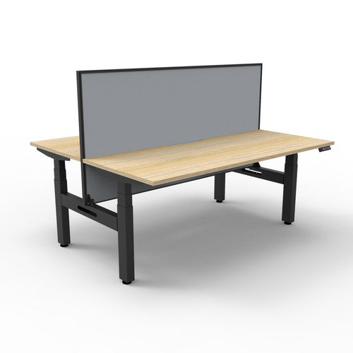 Rapidline Boost Plus Back to Back Workstation 1800 x 750mm with Screen Natural Oak / Black Satin
