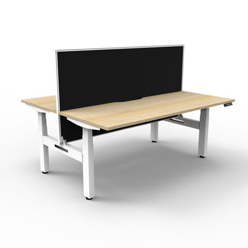 Rapidline Boost Plus Back to Back Workstation 1500 x 750mm with Screen Natural Oak / White Satin
