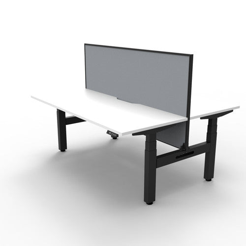Rapidline Boost Plus Back to Back Workstation 1200 x 750mm with Screen Natural White / Black Satin