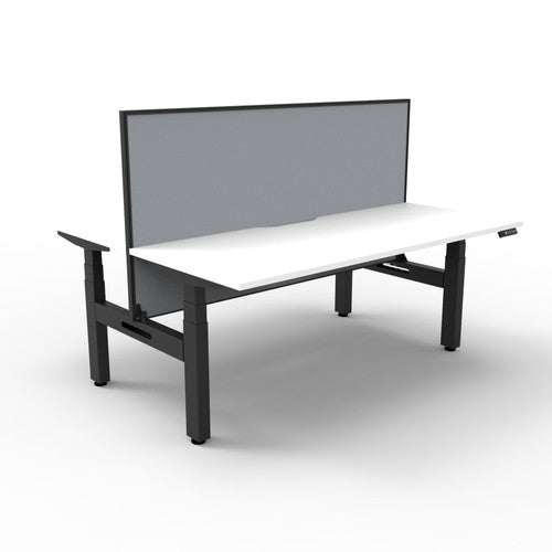 Rapidline Boost Plus Back to Back Workstation 1800 x 750mm with Screen Natural White / Black Satin