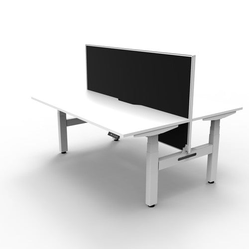 Rapidline Boost Plus Back to Back Workstation 1500 x 750mm with Screen Natural White / White Satin