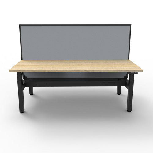 Rapidline Boost Plus Back to Back Workstation 1800 x 750mm with Screen and Cable Tray Natural Oak / Black Satin