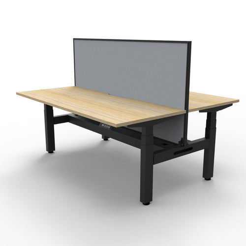 Rapidline Boost Plus Back to Back Workstation 1200 x 750mm with Screen and Cable Tray Natural Oak / Black Satin