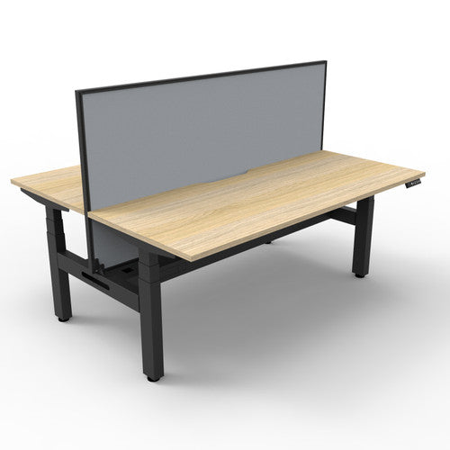 Rapidline Boost Plus Back to Back Workstation 1800 x 750mm with Screen and Cable Tray Natural Oak / Black Satin
