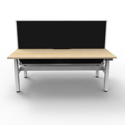 Rapidline Boost Plus Back to Back Workstation 1500 x 750mm with Screen and Cable Tray Natural Oak / White Satin