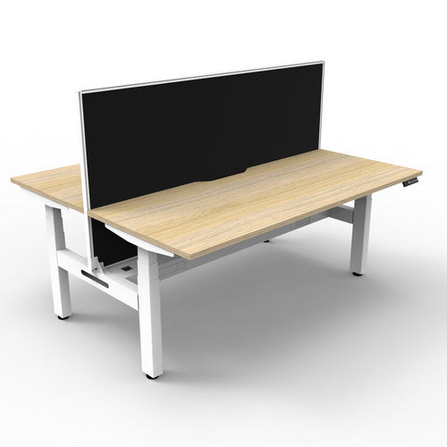 Rapidline Boost Plus Back to Back Workstation 1500 x 750mm with Screen and Cable Tray Natural Oak / White Satin