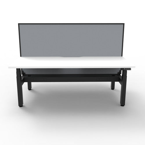 Rapidline Boost Plus Back to Back Workstation 1800 x 750mm with Screen and Cable Tray Natural White / Black Satin