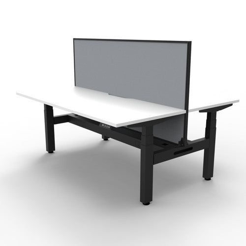 Rapidline Boost Plus Back to Back Workstation 1800 x 750mm with Screen and Cable Tray Natural White / Black Satin