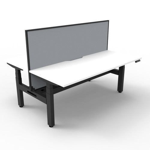 Rapidline Boost Plus Back to Back Workstation 1200 x 750mm with Screen and Cable Tray Natural White / Black Satin