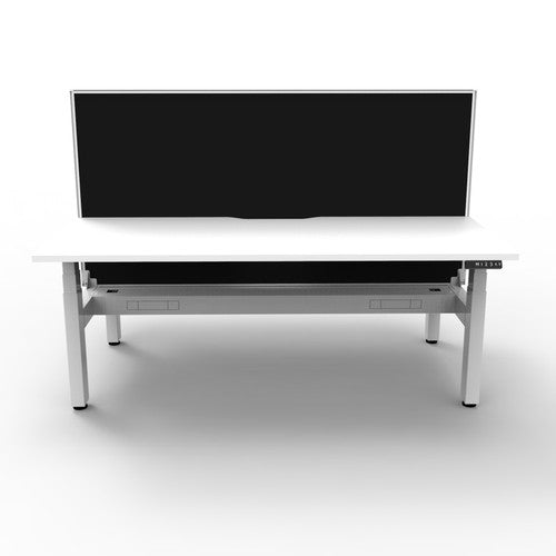 Rapidline Boost Plus Back to Back Workstation 1200 x 750mm with Screen and Cable Tray Natural White / White Satin