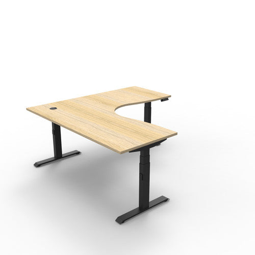 Rapidline Boost Plus Corner Workstation 1800 x 1800 x 750mm Natural Oak / Black Satin