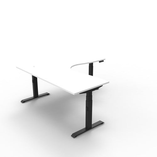 Rapidline Boost Plus Corner Workstation 1800 x 1800 x 750mm Natural White / Black Satin