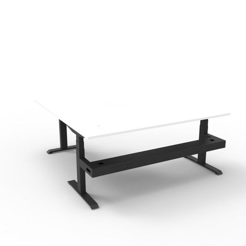 Rapidline Boost Plus Corner Workstation 1800 x 1500 x 750mm with Cable Tray Natural White / Black Satin