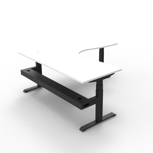 Rapidline Boost Plus Corner Workstation 1800 x 1800 x 750mm with Cable Tray Natural White / Black Satin