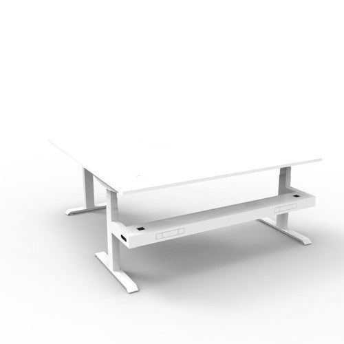 Rapidline Boost Plus Corner Workstation 1800 x 1500 x 750mm with Cable Tray Natural White / White Satin
