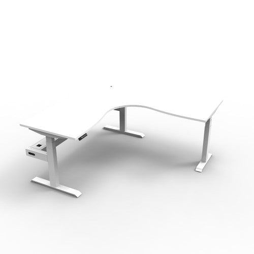 Rapidline Boost Plus Corner Workstation 1500 x 1500 x 750mm with Cable Tray Natural White / White Satin