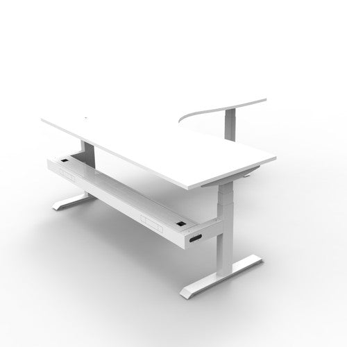 Rapidline Boost Plus Corner Workstation 1800 x 1800 x 750mm with Cable Tray Natural White / White Satin