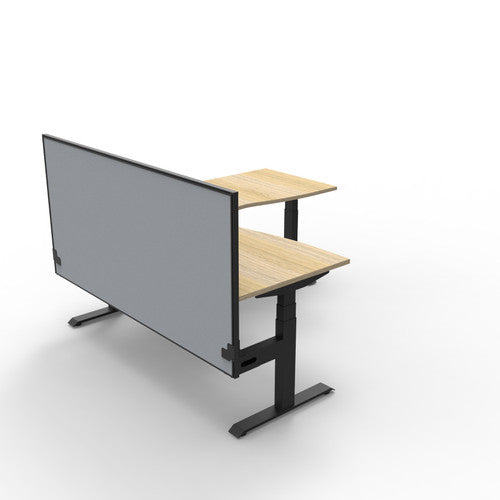 Rapidline Boost Plus Corner Workstation 1800 x 1500 x 750mm with Screen Natural Oak / Black Satin