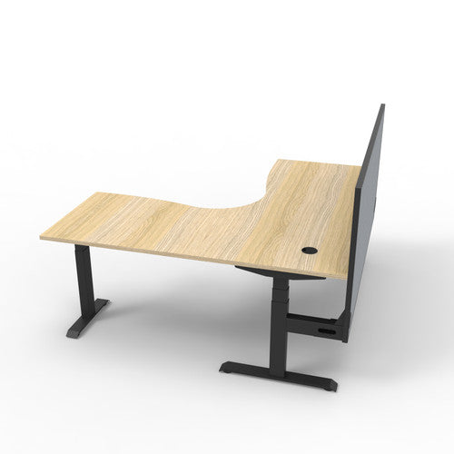 Rapidline Boost Plus Corner Workstation 1800 x 1500 x 750mm with Screen Natural Oak / Black Satin